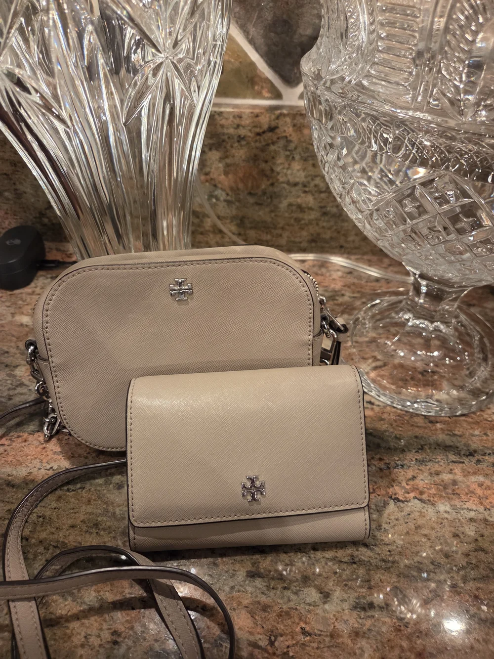 Tory Burch Beige Crossbody and Wallet Set